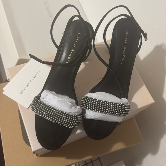 Sold! Loeffler Randall Shay Crystal-Embellished Suede Ankle-Strap Sandals - Picture 3 of 6